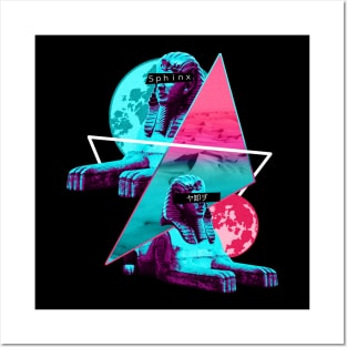 Vaporwave Sphinx Pyramids Moons Posters and Art